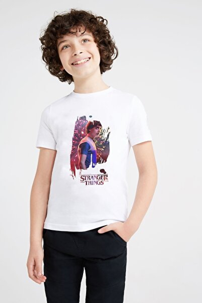 QIVI Bela pozadina za dečake Stranger Things Štampano T-shirt