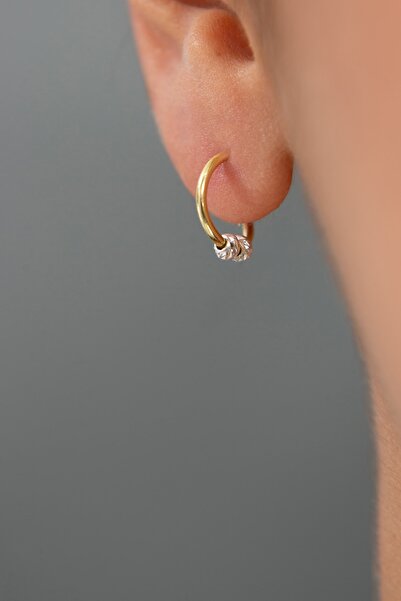 Elika Silver Kadın Dorika Top Detaylı Halka Model 925 Ayar Gümüş Küpe