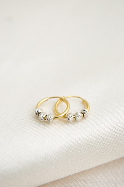 Elika Silver Kadın Dorika Top Detaylı Halka Model 925 Ayar Gümüş Küpe