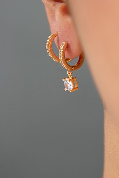 Elika Silver أقراط نسائية بتفاصيل حجر واحد