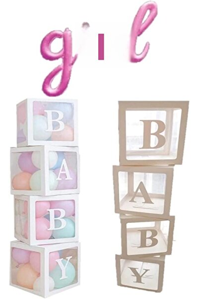 salesalbutik صندوق بالونات شفاف مكتوب عليه 'بيبي' مع بالونات مكتوبة يدويًا وم...