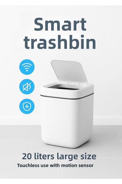 soonaksesuar 20L Smart Sensor Trash Can Uv Light Odor Proof for Kitchen Bathroom Office