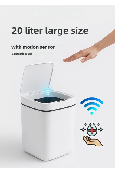 soonaksesuar 20L Smart Sensor Trash Can Uv Light Odor Proof for Kitchen Bathroom Office
