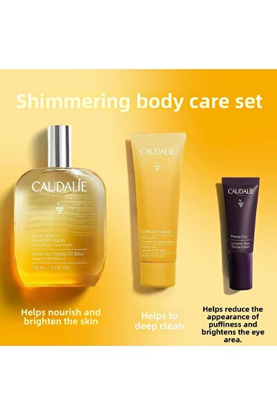 Caudalie Radiance Body Care Set Containing Elixir Oil and Shower Gel - Eye Cream 5 Ml