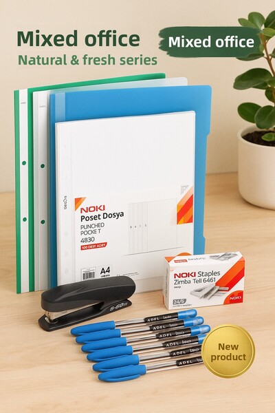 KarmaOfis Natural and Fresh Office Set – in Green, Blue, and White Colors