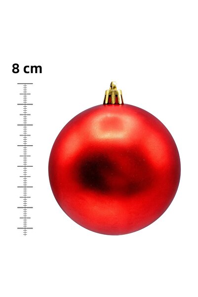Waldern Christmas Pine Tree Ornament Red 8 cm Matte 6-Piece Cici Ball