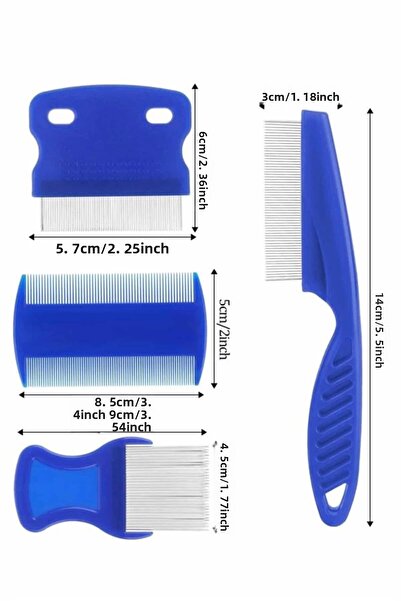 Belle Fusion Bfs 4-Piece Flea Comb Set Cat Dog Pet Hair Remover Blue