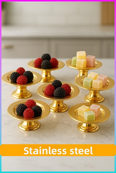 LUMINZO Duli 6-Piece Sugar Bowl Turkish Delight Bowl Gold Footed Presentation...