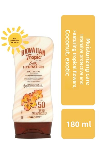 Hawaiian Tropic لوشن الجسم الواقي والمرطب بعامل حماية من الشمس 50 يحتوي على ج...