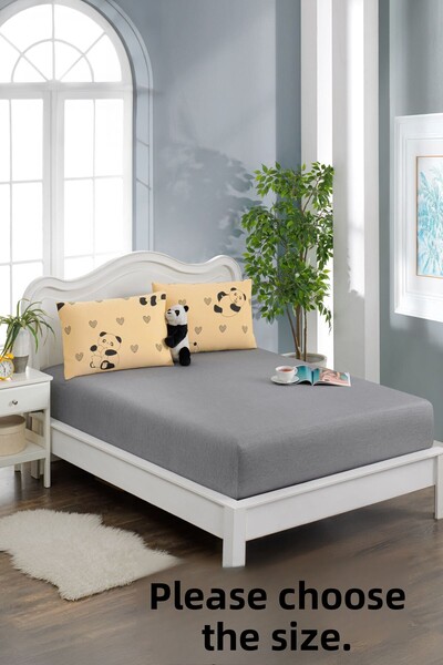 Valezium Yellow Panda Printed Fabric Elastic Fitted Padded Sheet Set