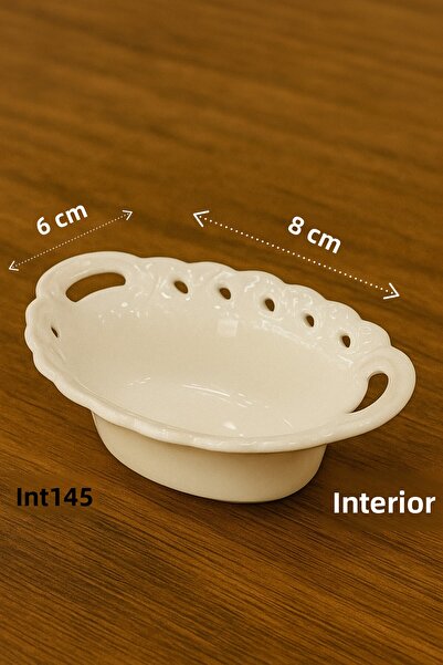 İnterlife 6-Piece Mini Porcelain Sauce Bowl and Jam Bowl Presentation Set 8X6 cm Oval Porcelain Basket-Shaped Bowl