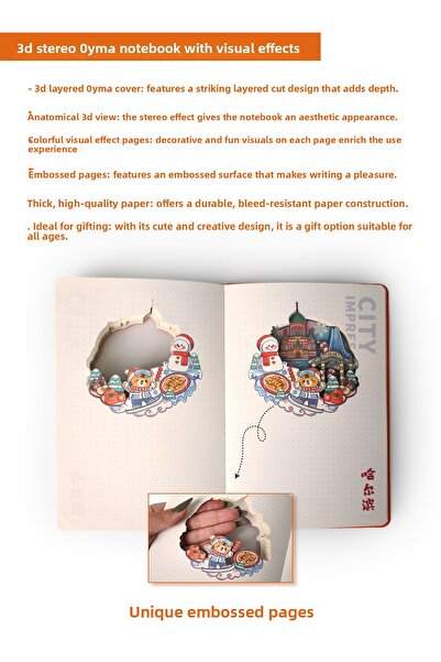Ecrou 3 D New Year Themed Notebook Notebook Stereo Layered Carved Page Notebook Agenda Notepad 20.8 X 14