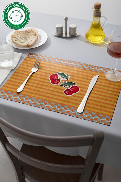 MOSHEYA HOME Placemat 100% Cotton Panama Fabric, 40X60 cm Vivid Patterned Pla...