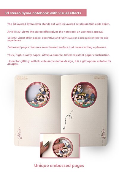 Ecrou Bird Themed 3D Stereo Layered Carved Page Notebook Agenda Notepad 20.8 X 14 cm 120 Sheets