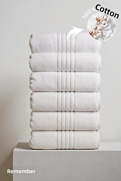 Anılsan 6-Piece Strip Hand Towels - 50X90 Cm, 225 Gr, 100% Cotton, Spa and Hotel Towels, Suitable for Daily Use