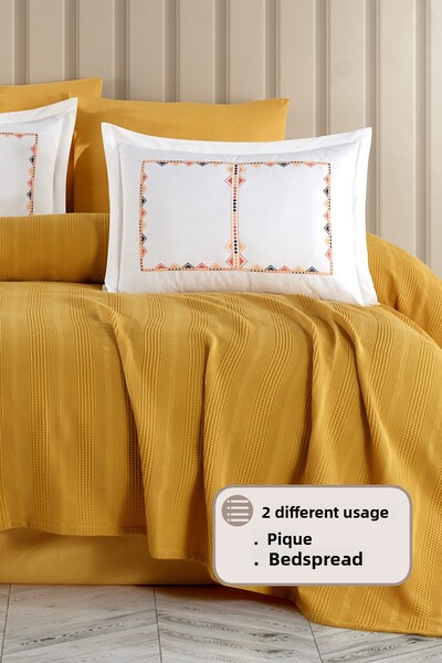 Elart Melany Pike Double Size 100% Cotton (200X220 cm) Yellow