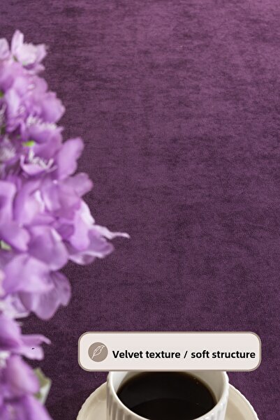 Elart Soft Velvet Tablecloth Rectangular (150X220 cm) Purple