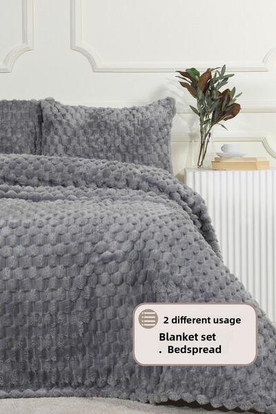 Elart Polen Blanket Set Single Wellsoft 2 Pieces (180X240 cm) Anthracite
