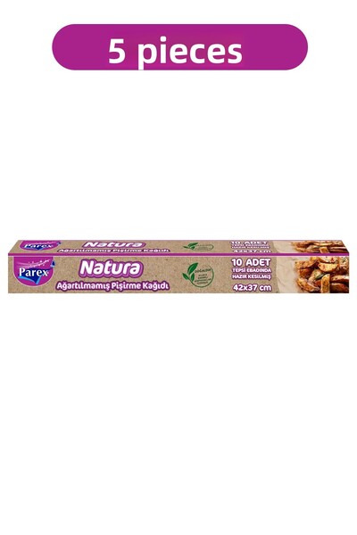 Parex ورق طهي طبيعي غير مبيض جاهز للقطع 10 قطع 42×37 سم 5 عبوات