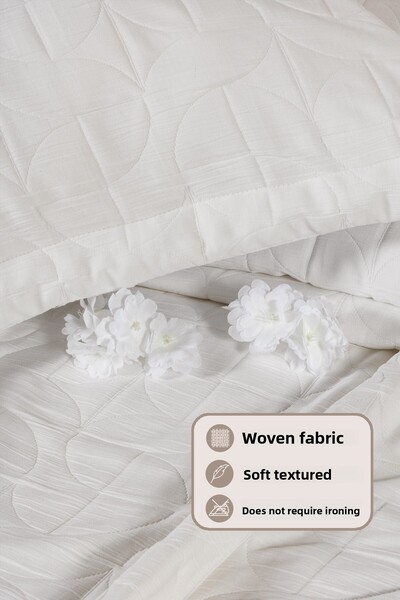 Elart Infınıtıy Bedspread Set Double Size (240X250 cm) Cream