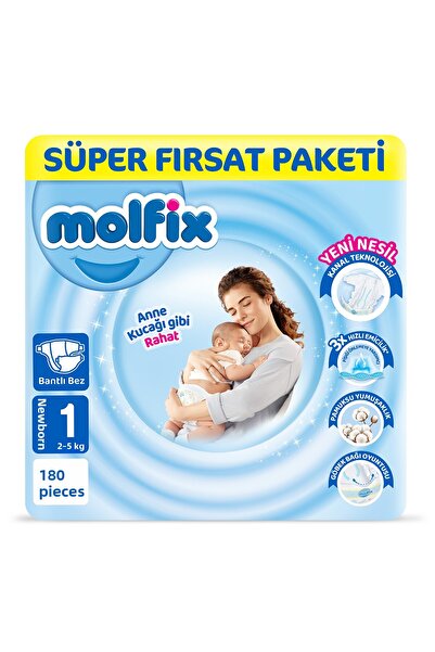 Molfix Baby Diapers Size 1 Newborn Super Offer Package 180 Pieces