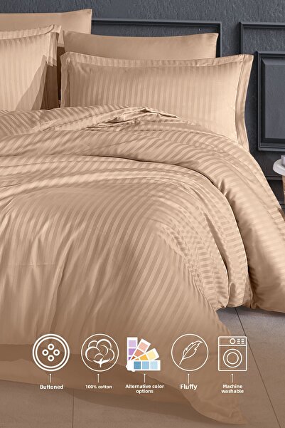 Elart Σετ Παπλωματοθήκη Line 6 τεμαχίων (200x220 cm) Μπεζ