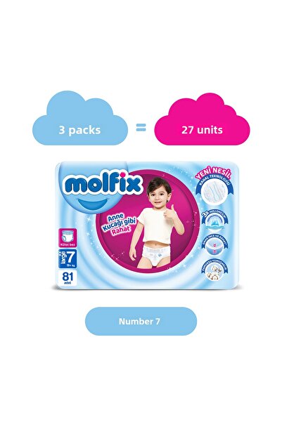 Molfix Pants Baby Diapers Size 7 XXL Monthly Opportunity Package 81 Pieces