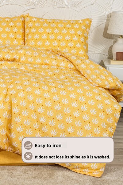 Elart Riva Duvet Cover Set Double Size Fitted Sheet (200X220 cm) Yellow