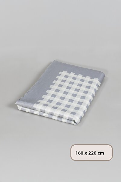Elart Plaid Tablecloth Digital Printed (160X220 cm) Gray