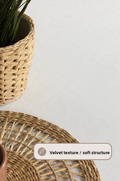 Elart Soft Velvet Tablecloth Rectangular (150X220 cm) Cream