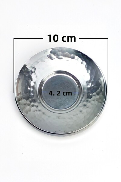 Binbir Trend Stainless Steel Hammered Tea Plate 10 cm – Options for Sets of 6 / 12 / 50 / 100