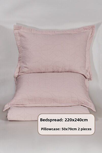 Elart Infınıtıy Bedspread Set Double Size (240X250 cm) Dusty Rose