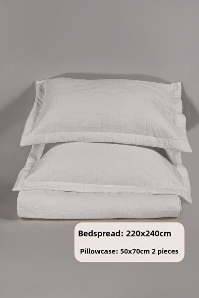 Elart Infınıtıy Bedspread Set Double Size (240X250 cm) Ecru