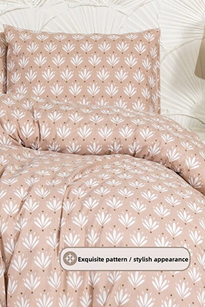Elart Riva Duvet Cover Set Single Fitted Sheet (160X220 cm) Beige