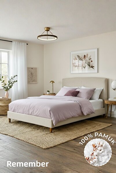 Anılsan Plain Lilac Single Ranforce Duvet Cover Set 100% Cotton (Duvet Cover+Pillowcase)