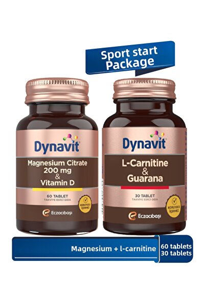 Dynavit سترات المغنيسيوم 200 ملغ وL-Carnitine Guarana - حزمة بدء رياضية