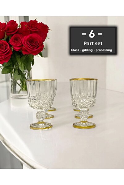 gkzglass home dekor New Year Jronson Glass Gilded Coffee Side Water Cup Water Set Set for 6