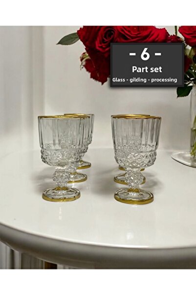 gkzglass home dekor New Year Jronson Glass Gilded Coffee Side Water Cup Water Set Set for 6