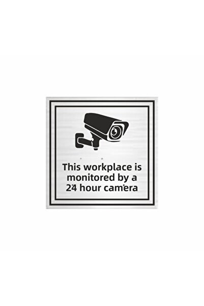 Hediyeni Al Metal Silver This Work Place Is Monitored 24 Hours a Day with a Camera 16X16 cm