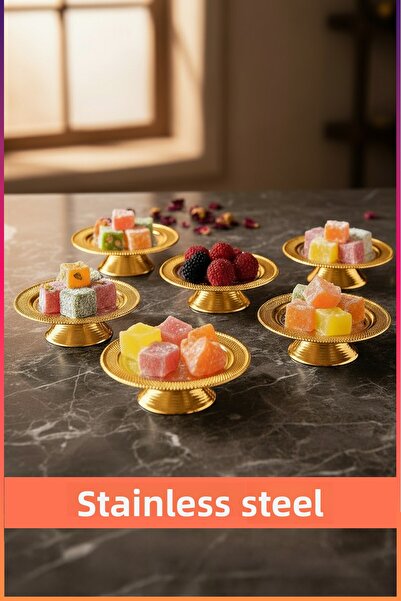 LUMINZO Perali 6-Piece Sugar Bowl Turkish Delight Bowl Gold Footed Presentation Plate Tableware Catering Guest Service