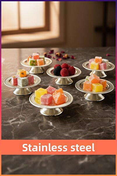 LUMINZO Perali 6-Piece Sugar Bowl Turkish Delight Bowl with Chrome Legs Presentation Plate Tableware Catering Guest Service