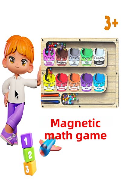 TİNEKE Magnetic Educational Color Counting and Matching Maze Training Toy - Wooden Montessori Game Bucket