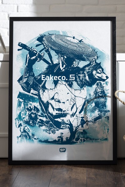 Duvarda Poster Ghost of Yotei cu ramă din lemn negru, pictură decorativă de p...