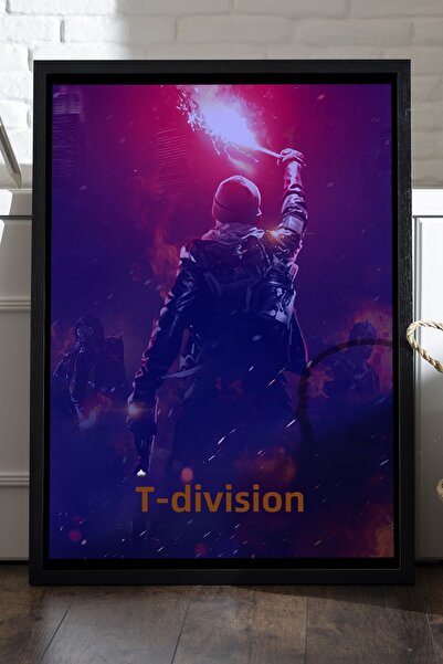 Duvarda Poster cu ramă din lemn negru Tom Clancy's Division, pictură decorati...