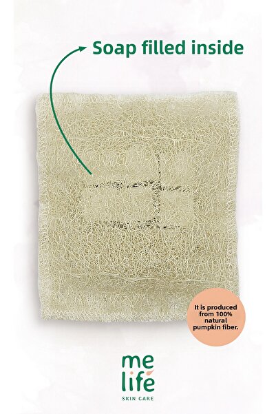 MELIFE مقشر استحمام من ليف اليقطين المحشو بالصابون مع الألوة فيرا