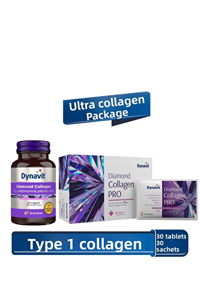 Dynavit مركب الكولاجين وحمض الهيالورونيك + كولاجين الماس برو - للشعر والبشرة والأظافر - حزمة الكولاجين الفائقة