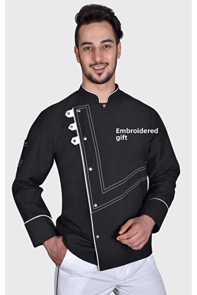 Üniformanya Jachetă de bucătar cu cadou cu nume Jachetă de bucătar Uniformă d...