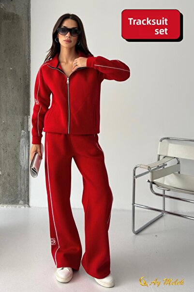 AYMELEK Women's Tracksuit Set Transitional (3 Thread) Zippered Winter Bottom-Top Set