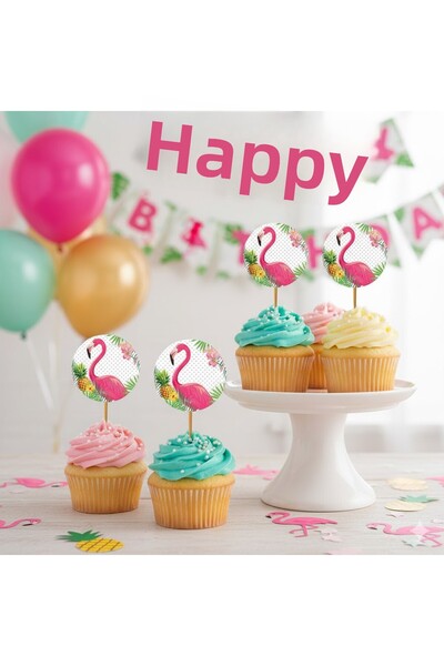 partylady مجموعة من 16 قطعة من أعواد الأسنان بتصميم الفلامنغو / زينة للضيافة ...