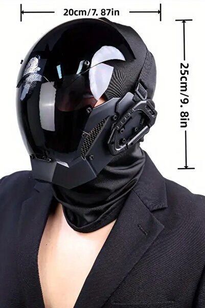 MEK Cyberpunk Full Face Tactical Mask – with Mirror Visor, Premium Detailed (Includes Bandana)